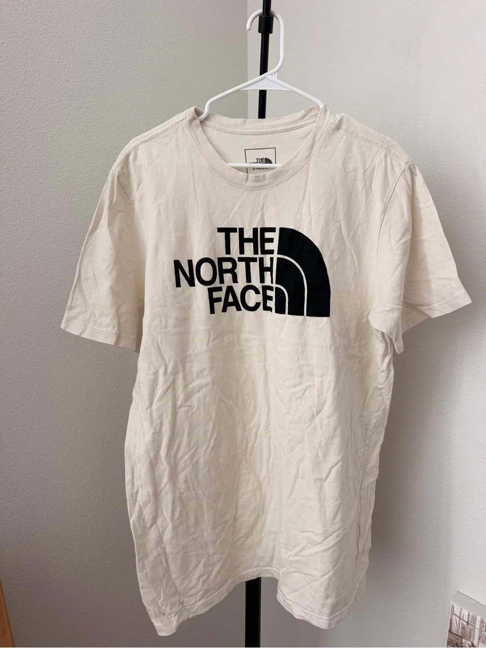 The North Face Cream Short-Sleeve Logo Tee with Black Graphic